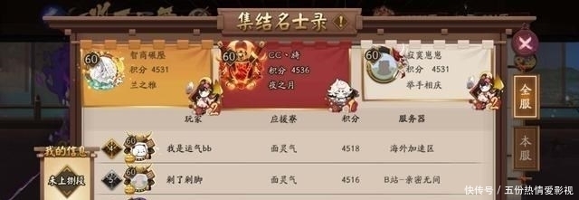 全民|阴阳师:崽战全民赛即将结束,确保分值在3050之上,不要掉分掉段