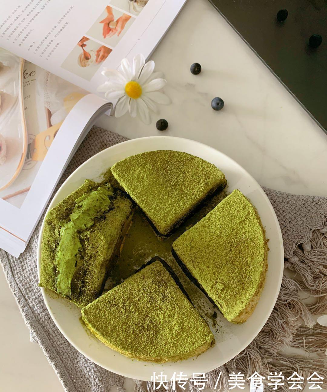 网红|网红抹茶冰乳酪蛋糕,制作简单味道赞,学会了给家人露一手