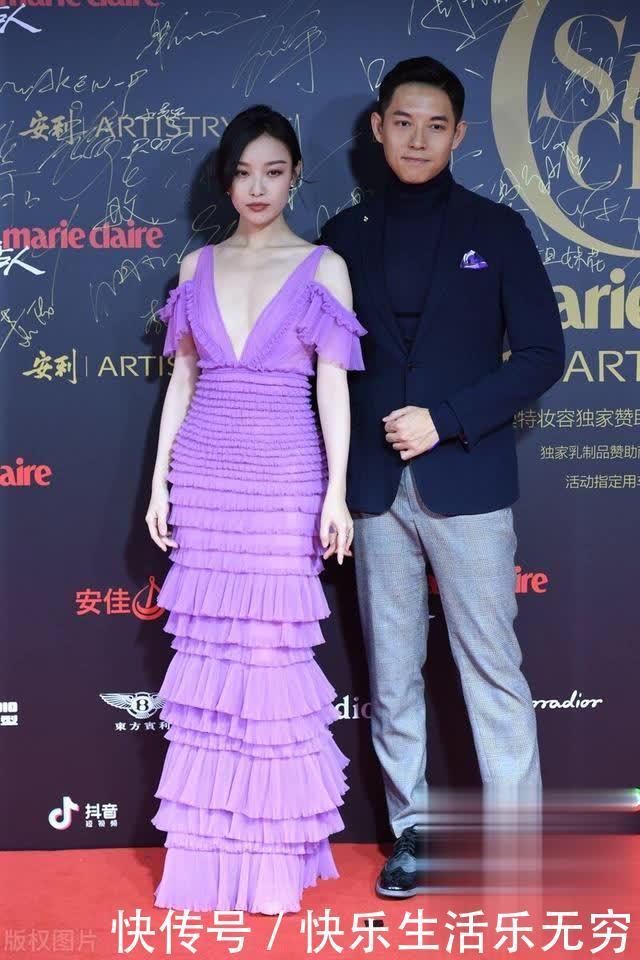  丰盈|倪妮才是高级美，紫色蛋糕裙大秀“奶白肌”，“酒杯身材”真迷人