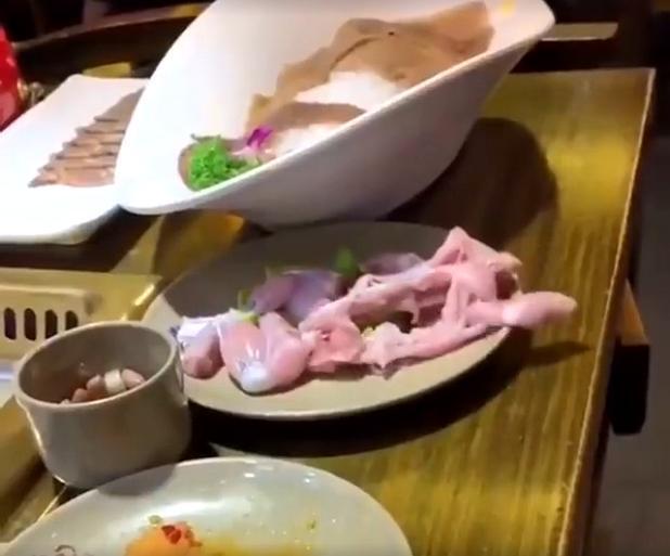 鸡肉|吓死个先人板板！生鸡肉突然爬出餐盘，跳下桌子逃跑了