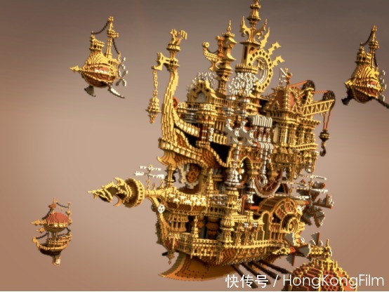 堪比|《我的世界》空中飞船突破科技限制 体量巨大工程量堪比造航母