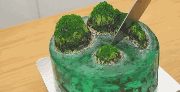 海岛|绝了日本小哥做出以假乱真的海岛果冻蛋糕,网友我和猫都惊了