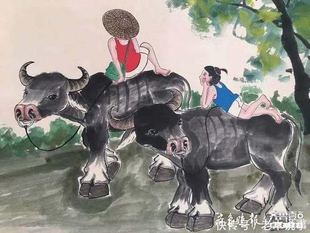  手绘|李可染手绘春牧图